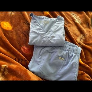 Greys anatomy light blue scrub set XL top L bottom